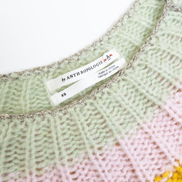 Anthropologie Colleen Alpaca Wool Blend Rainbow Sweater Shimmer Gray - Picture 6 of 13